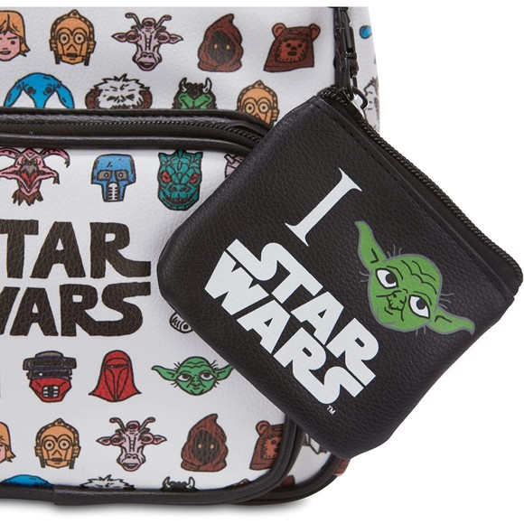 Disney STAR WARS 10.5" PU Leather Backpack w/ coin purse, Chewbacca, Yoda, Darth - Picture 3 of 4